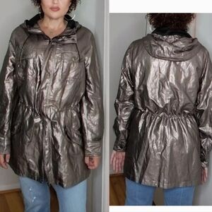 Calvin Klein Metallic Pewter Utility Jacket Lined 0X